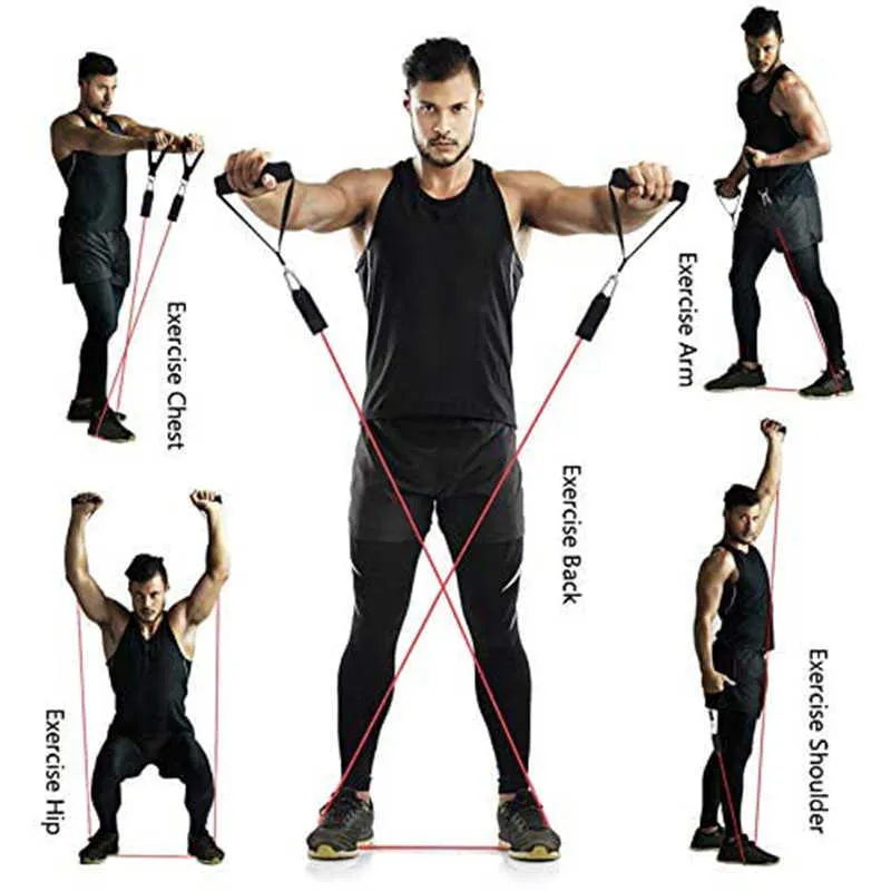 Mäns Fitness Training Resistance Bands Set Pectoral Muscle Exercise Rally Yoga Pilates Inomhus Fitnessutrustning H1026