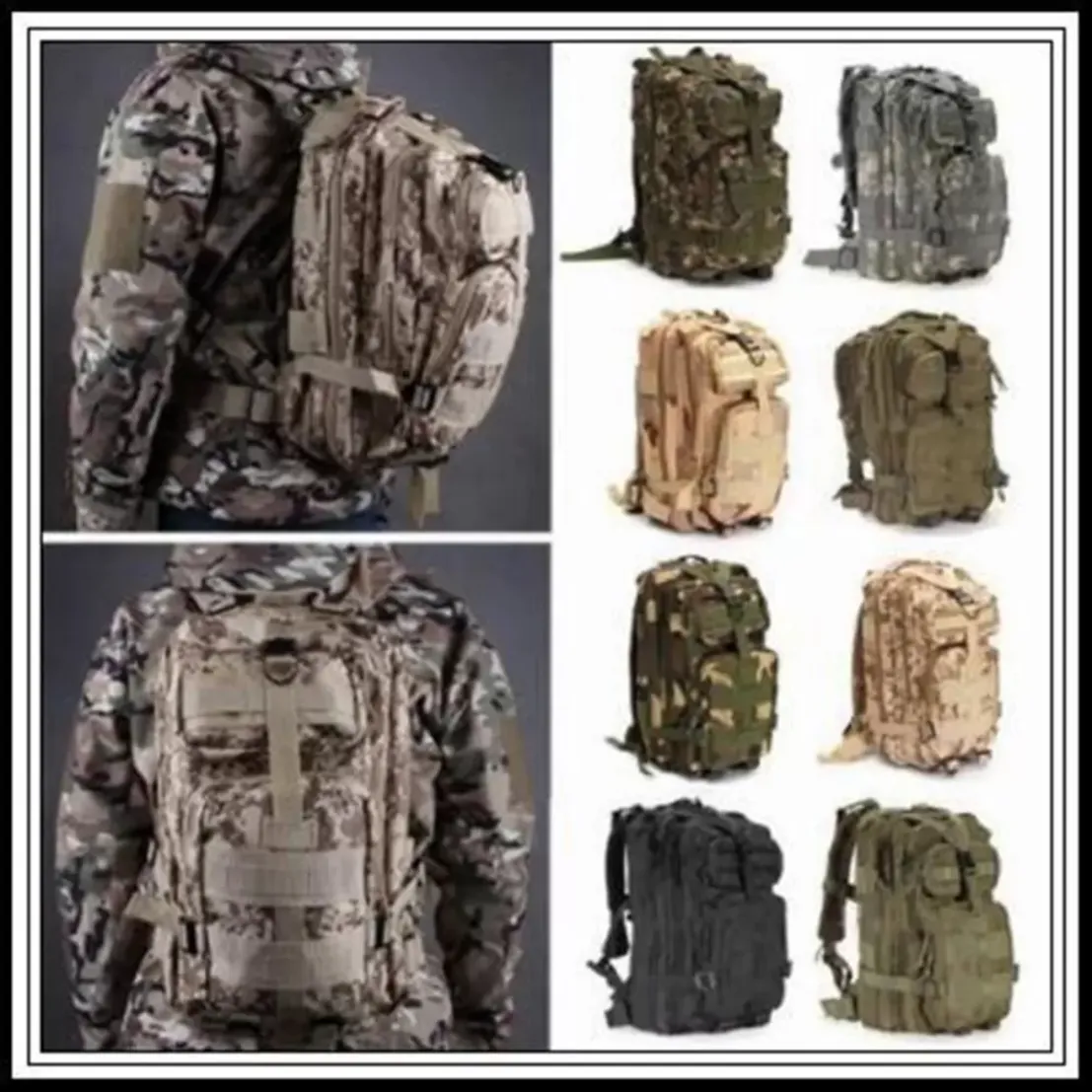 Stock 12 couleurs 30L randonnée sac de camping militaire tactique trekking sac à dos sac à dos camouflage Molle sacs à dos attaque sacs de plein air Xu