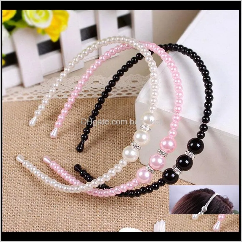 Korean Style Princess pearl with rhinestone Hair bands Elegant kids Girl pearl Headbands children Hair Accessories 1pc