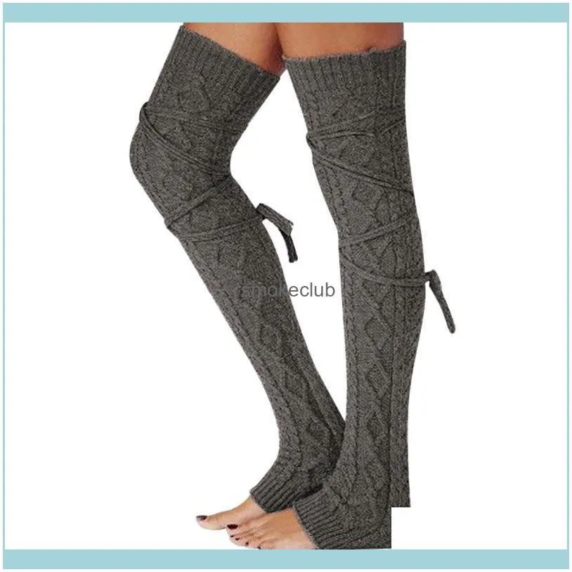 Girls Ladies Long Stockings Knitted Socks Warm Thigh High Fashion Sports Dance Knee Warmers Drop