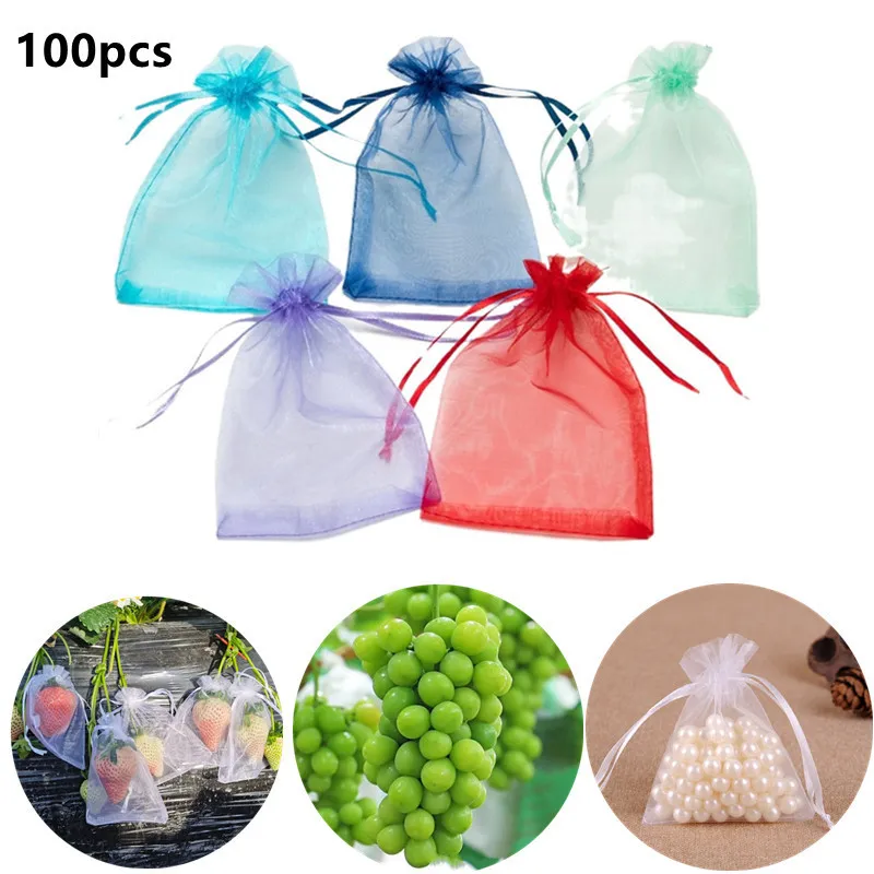 50/100pcs helgåva för smycken förpackning julbröllopsfest godisväskor trädgård grönsaksfruktväxta väska