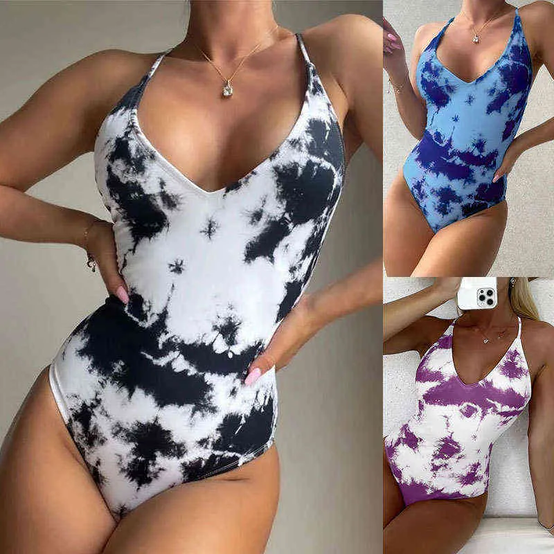 Novo Biquíni Europeu e Americana Sexy Swimsuit Imprimir Bodysuits Swimsuit Mulheres Conservador Mulheres 220106