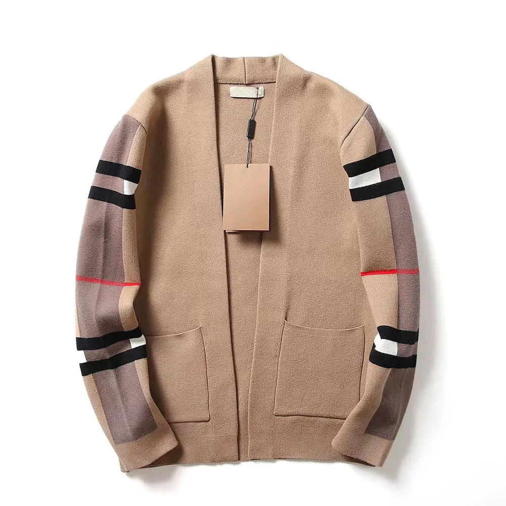 Women s Beige Geometric Patterned Knitted Long Sleeve Cardigan Casual V Neck Sweater Coat 2024