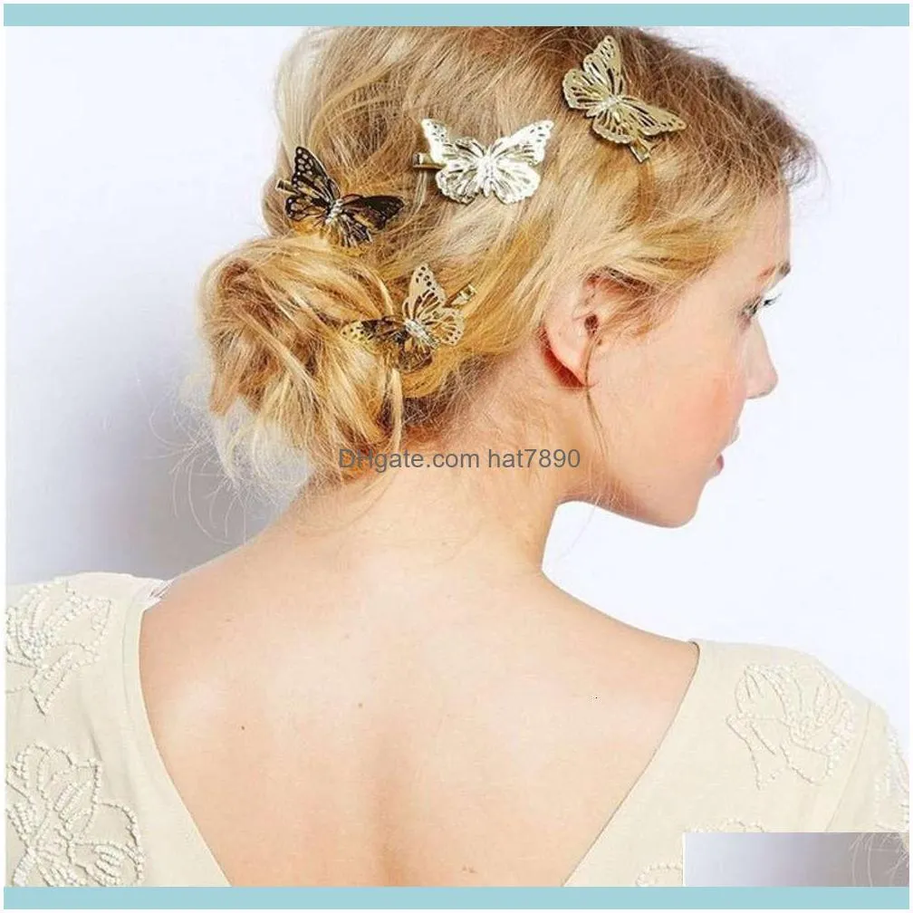 5pcs Hair Jewelry Accessories Girls Headwear Metal Butterflies Clips Grips clips pins Barrette Clamps for Pins