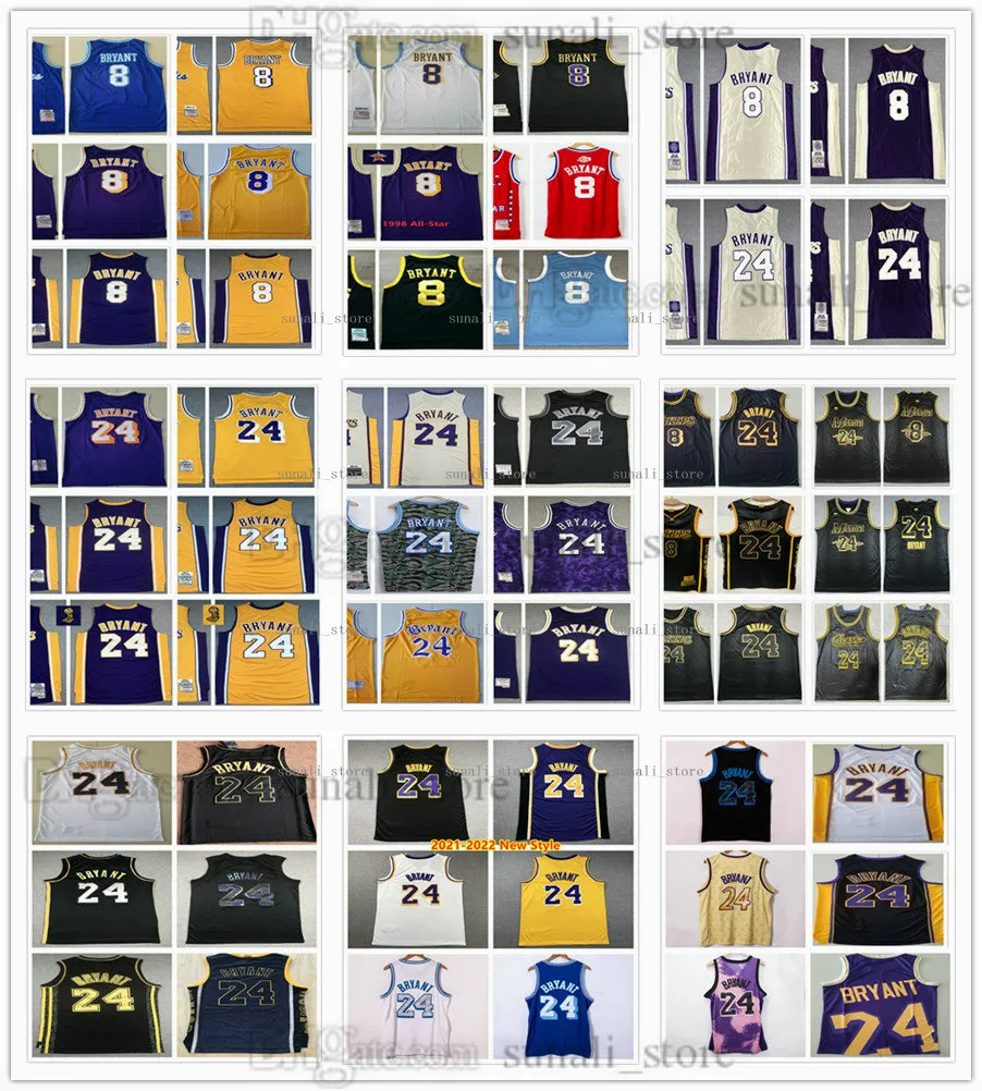 Retro Mesh Men Basketball Bryant Jerseys White Black Yellow Purple Camo Fashion Vintage Shirts Top Quality Stitched Embroidery
