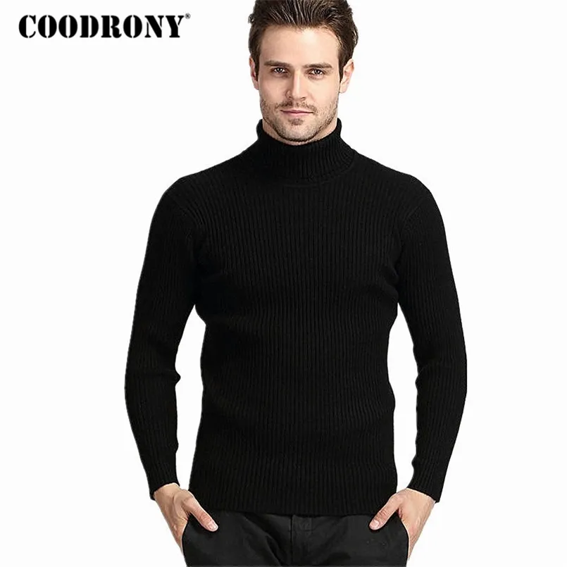 Coodrony zima gruby ciepły kaszmirowy sweter mężczyźni Turtleneck Męskie Swetry Slim Fit Pullover Mężczyźni Klasyczna Wool Knitwear Pull Homme 211018