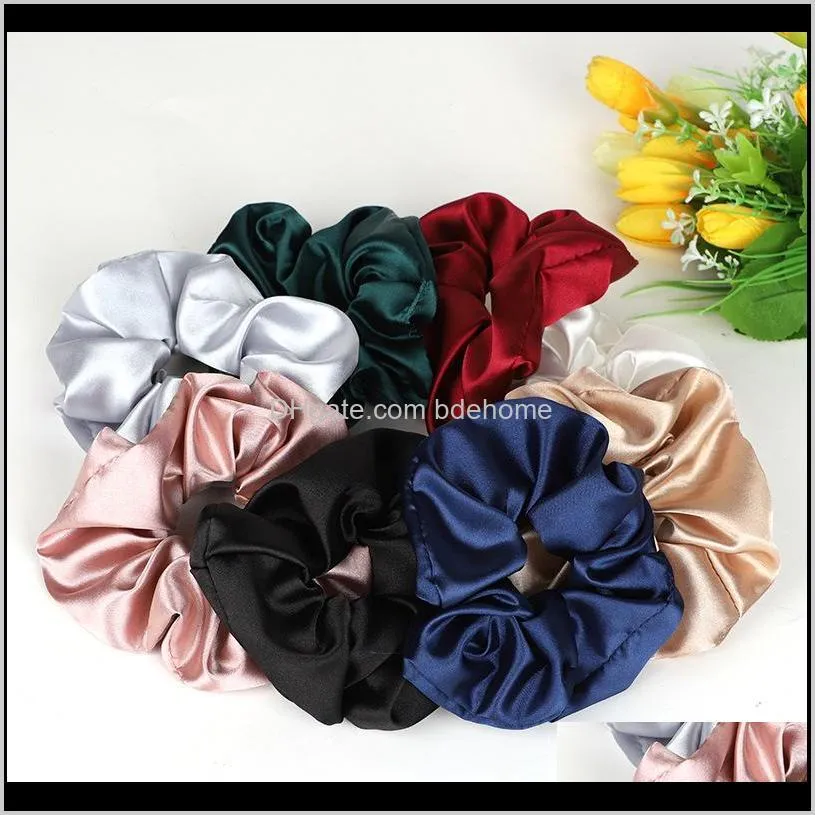 large solid color satin scrunchies fashionable hair accessories elastic hair scrunchies bulk in colors velvet hair scrunchies
