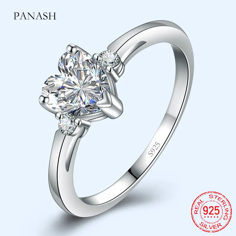 Coração simples Solitaire Anel 925 Prata esterlina Presente de casamento amor para sempre anéis de noivado para mulheres jóias finas jz006