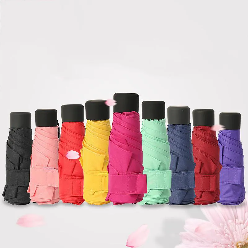 Mini Sunny And Rainy Umbrellas Pocket Umbrella Light Weight Five-folding Parasol Women Men Portable Travel Umbrellas