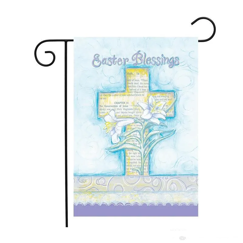 Easter Linen Garden Flag 47*32cm Rabbit Printed Garden Linen Banner Happy Easter Bunny Home Yard Decor