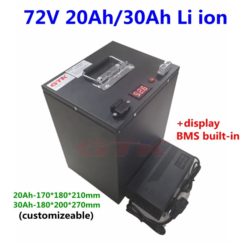 72V 20Ah 30Ah Lithium Li Ion Battery Motorcycle Ebike 2000W 3000W Electric Bike Battery With