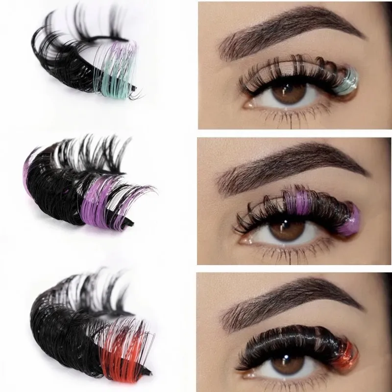 Two Tone Colorful 3D Mink False Eyelashes, Thick And Dramatic Mink Lashes  For Cosplay Party Eyes Makeup Extension From Misssecret, $0.84