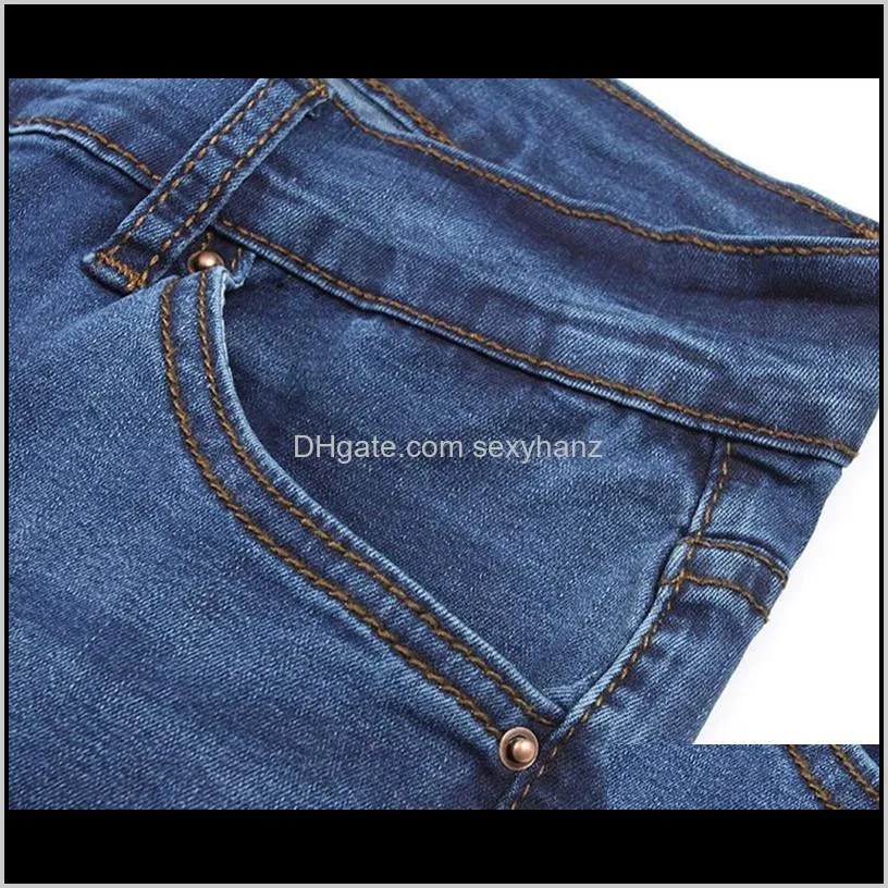 fashion spring casual mens business blue mid waist slim fit boot cut semi-flared flare leg denim pants plus size 26-35
