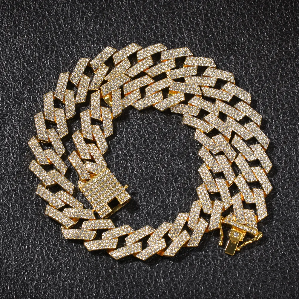 Iced Out  Cuban Link Chain Mens Rose Gold Chains Thick Necklace Bracelet Fashion Hip Hop Jewelry