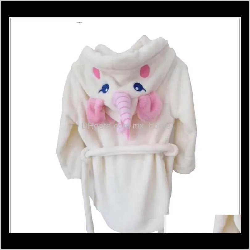 2020 new cute unicorn nightgowns baby girls bathrobe flannel kids robe hooded pajamas bath dress children night wear clothes 4pcs/lot