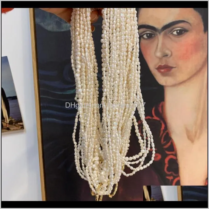 new cute freshwater pearl beads handmade multi-layer strand necklace neckchain women`s clavicle chain choker jewelry y7