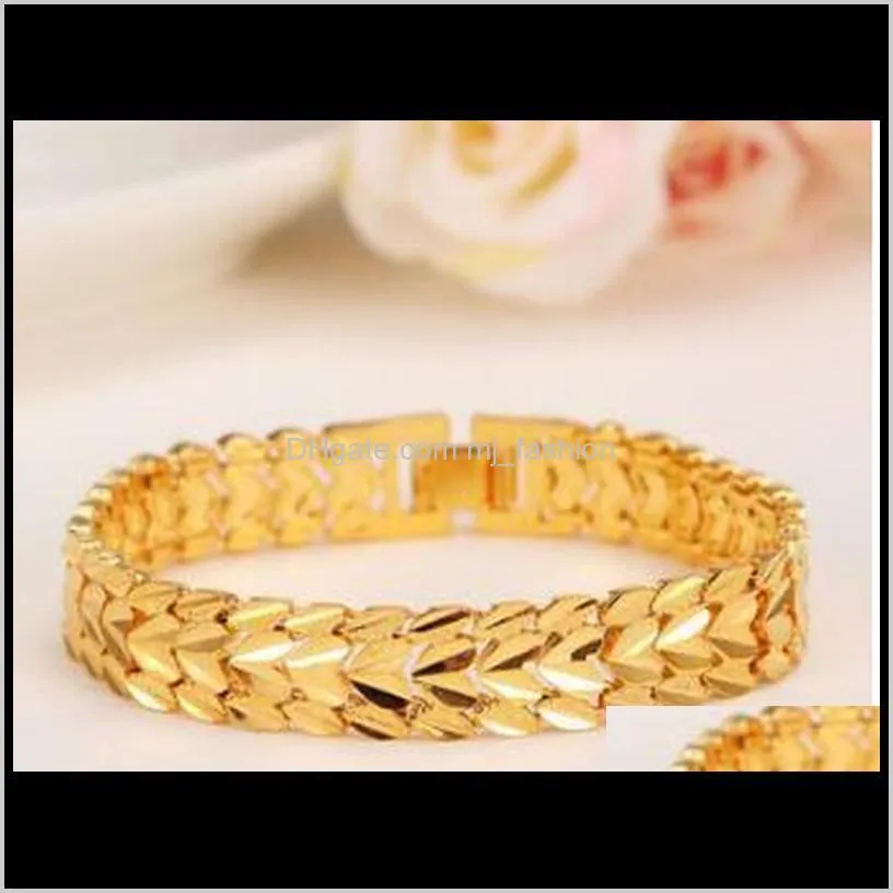 gold bracelet men jewelry rock style platinum plated 19cm 12mm thick chain link bracelet wholesale ps2366