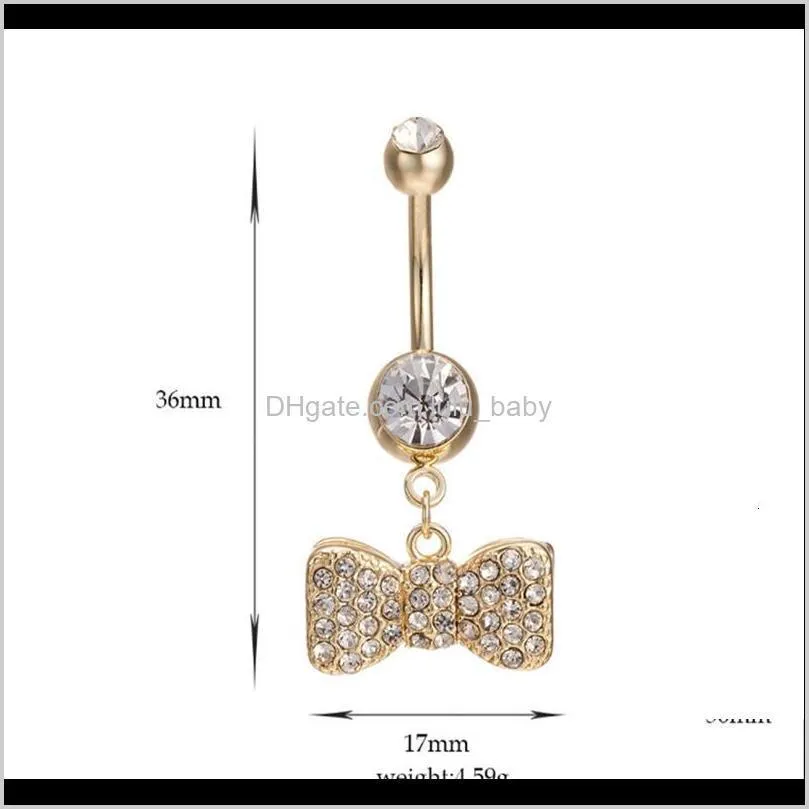 designer sexy dangle belly bars belly button rings belly piercing cz crystal bowknot body jewelry for sexy ladies shipping