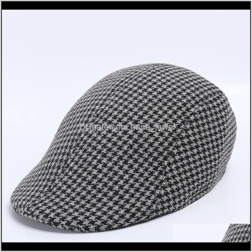 Men Women Soft Houndstooth Retro Hats Casul Breathable Winter Warm Comfort Beret#p21