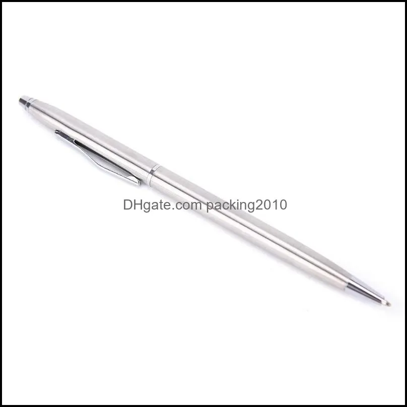 1pc Stainless Steel Rods Rotating Metal Ballpoint Pen Business All-steel Gold Folder Gift Stationery Ballpen