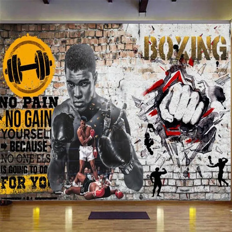 خلفيات مخصصة الرياضة رياضة 3d po ورق الحائط رفع الاثقال الملاكمة الديكور الصناعي جدارية ذاتية اللصق papel دي parede