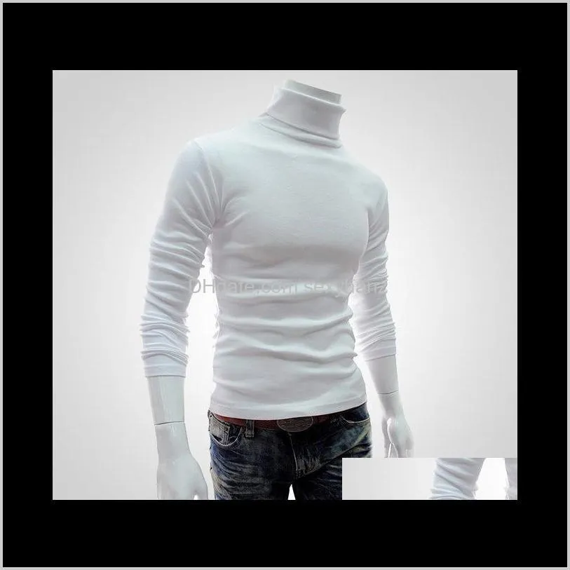 new 2020 spring winter warm men`s sweater males turtleneck solid color casual sweater homme slim fit knitted cotton pullovers1