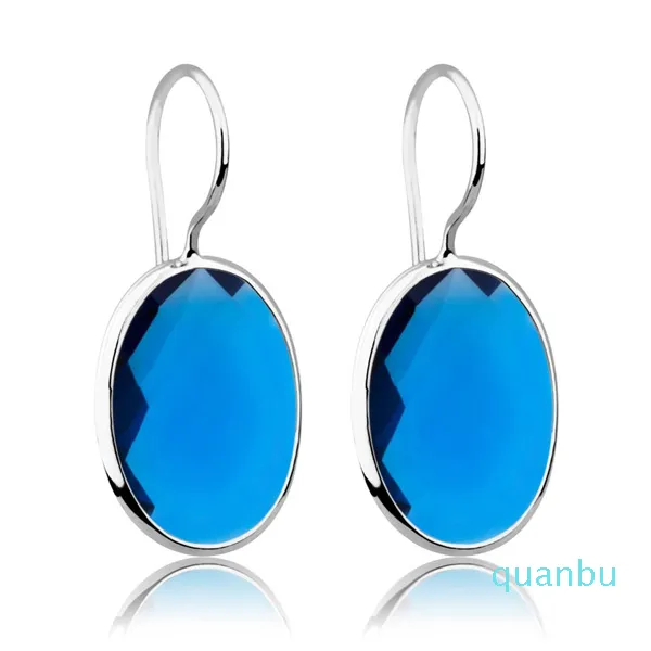 Metjakt London Blue Topaz 귀걸이 솔리드 925 스털링 실버 워터 드롭 귀걸이 여성 결혼식 파티 선물 훌륭한 보석