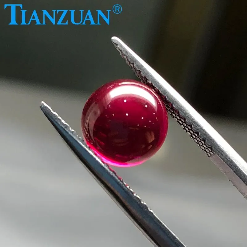 Other Red Color Ball Sphere Shape Cabochon Lab Created Ruby Stone Beads Loose Without Hole