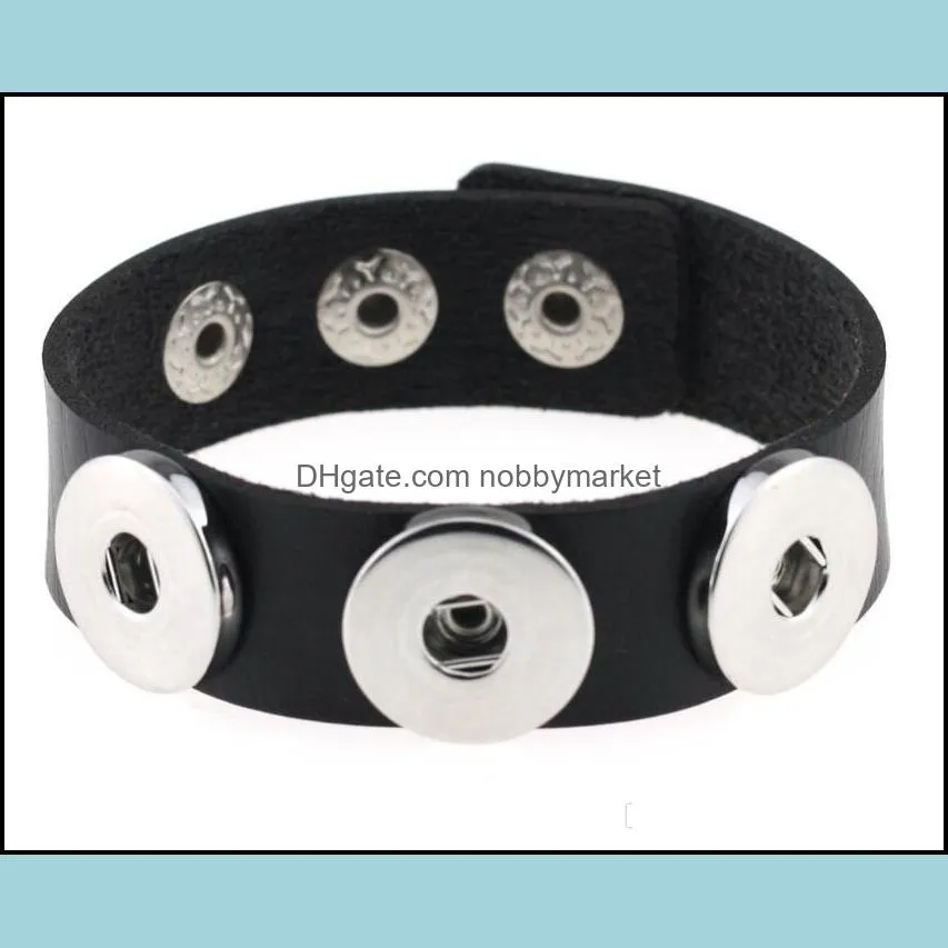 Snap Button Bracelet&Bangles 14 color High Quality PU Leather Bracelets For Women 18mm Snap Button Jewelry Gift Wholesale