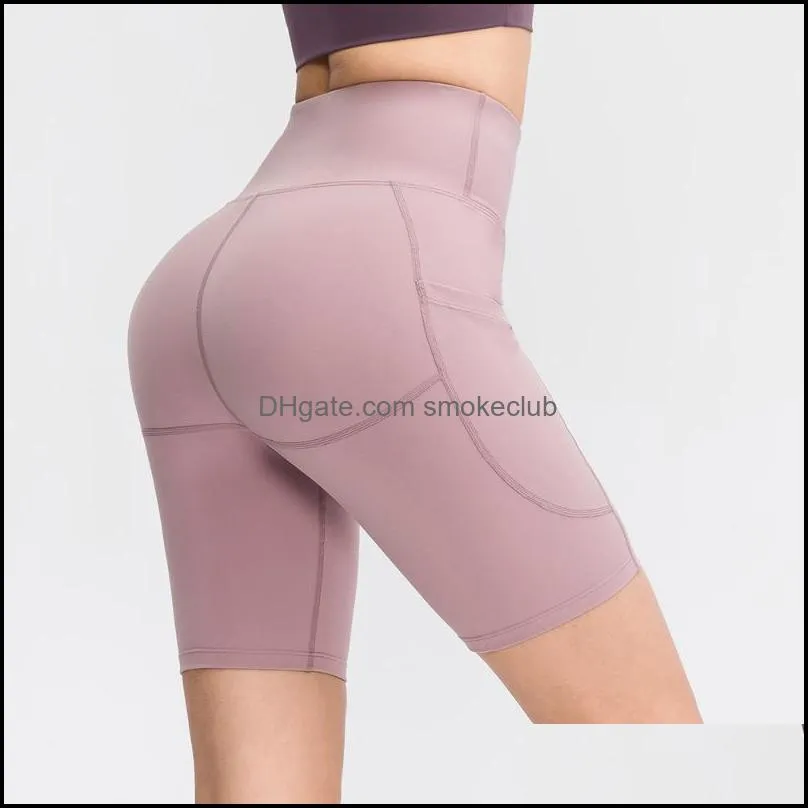 Women Gym shorts High Waist Seamless Yoga Shorts With Pocket Cycling Sports Leggings Running Workout Fitness Short Pant