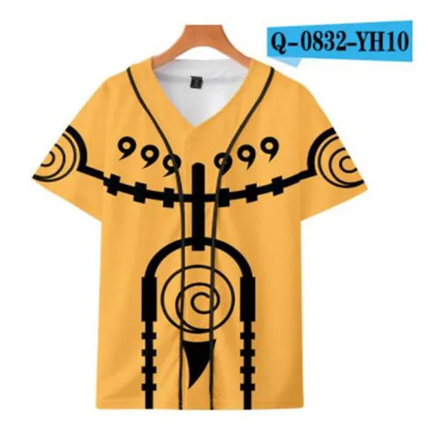 男夏の野球ジャージーボタンTシャツ3Dプリントストリートウェアティーシャツヒップホップ服良い品質036