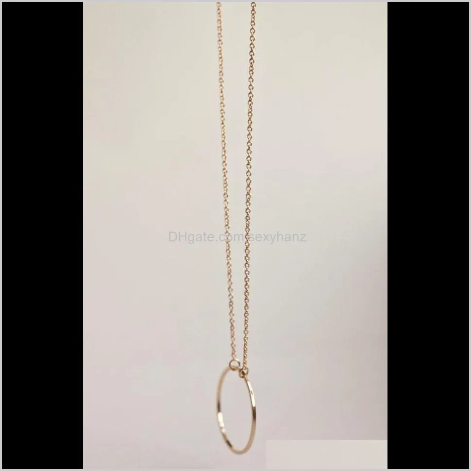 contracted fashion loop necklace simple clavicle twisted chain golden round charm pendant circle sautoir women gifts necklaces party