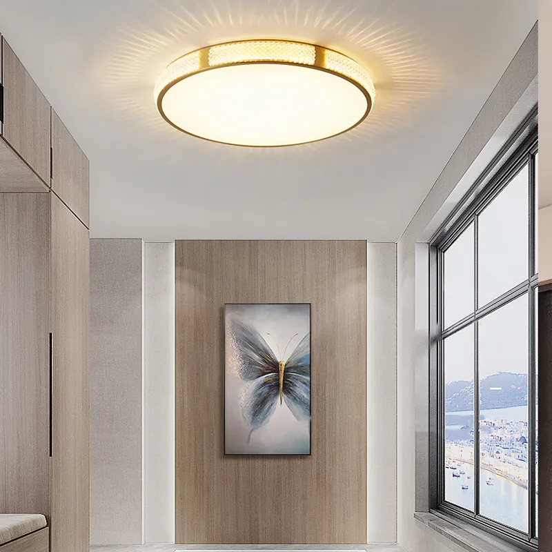 Cobre LED Luz do Teto Americano Luxo Luxo Lâmpada Nórdica Minimalista Corredor Corredor Lâmpada moderna sala de estar decorativa iluminação