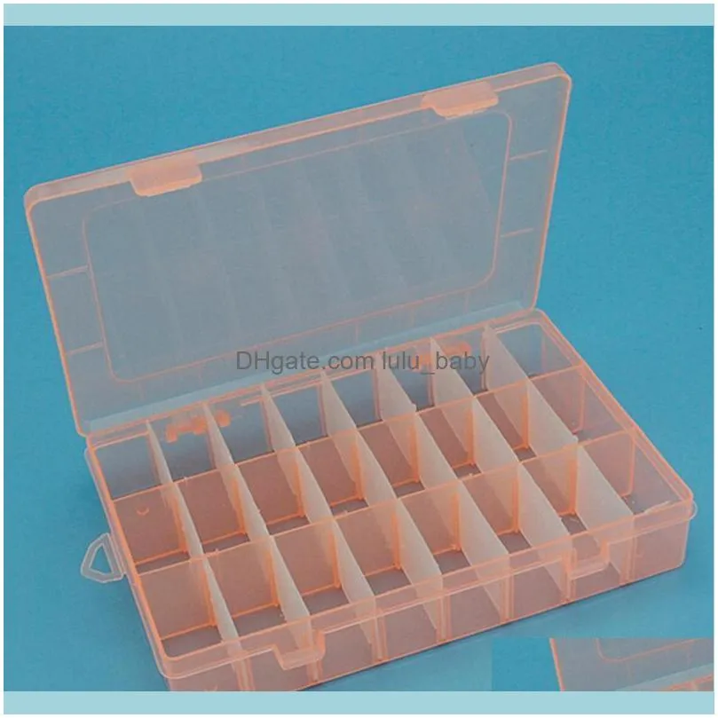 Adjustable 24 Compartment Plastic Storage Box Jewelry Earring Case