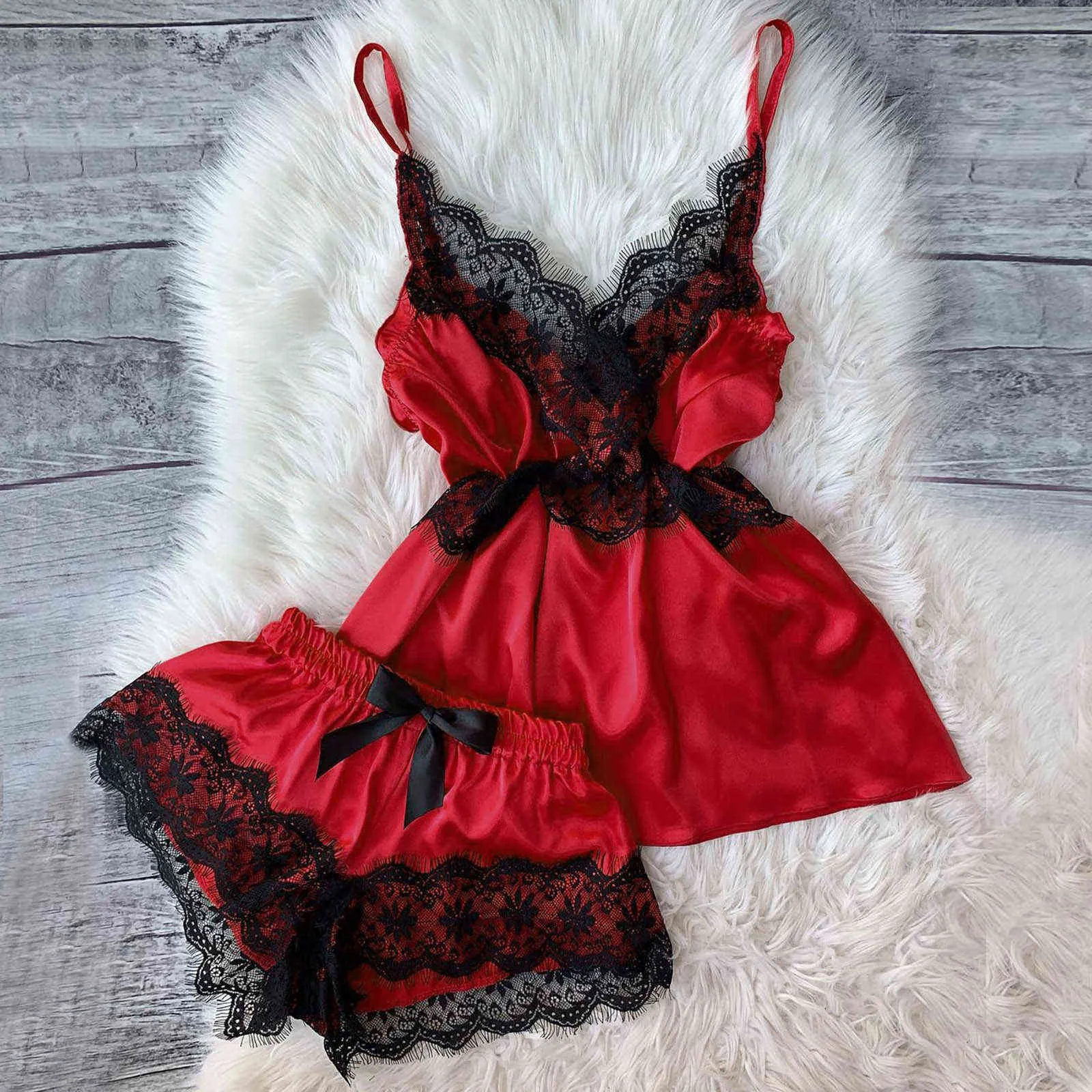 Sexy Lace Pyjama Set For Women Includes Top And Satin Shorts Babydoll  Pajamas And Homewear Lingerie L231116 From Sihuai03, $7.32