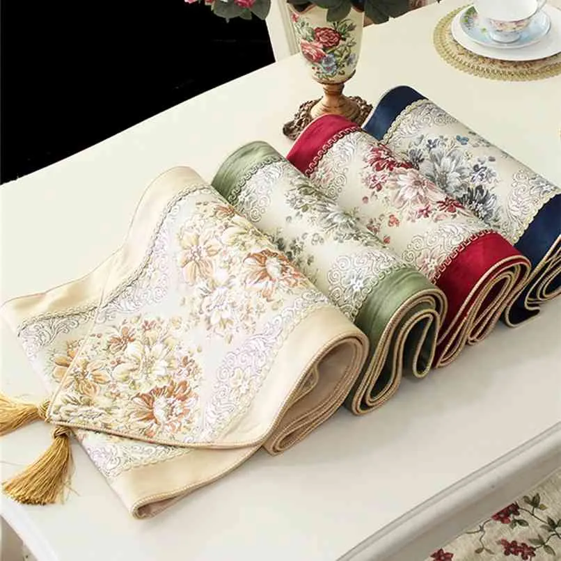 Chinois classique Jacquard Table Runner Tassel Home Toile Décoration Salon Salon Dining Decor Strip Tissu 210628