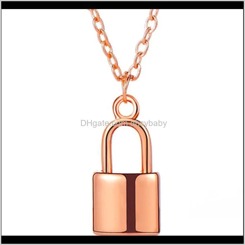 new european and american cross border jewelry simple fashion metal electroplating lock necklace personalized women`s clavicle chain