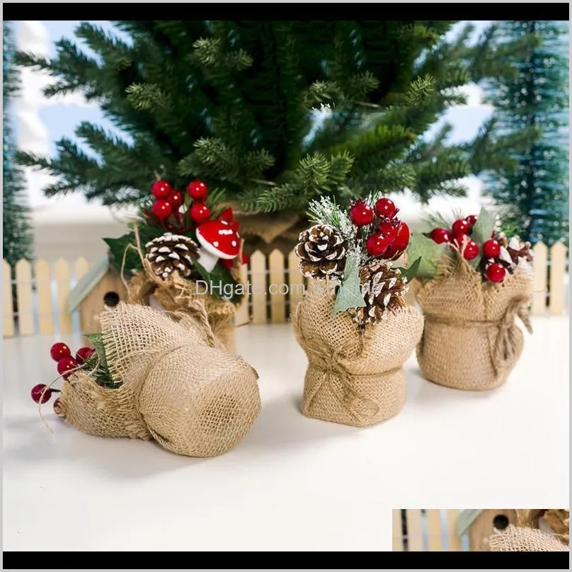 Simulation Christmas Potted New Year Xmas Tree Ornaments For Home Party Decoration Creative Table Decor Kids Gift dekoration #351