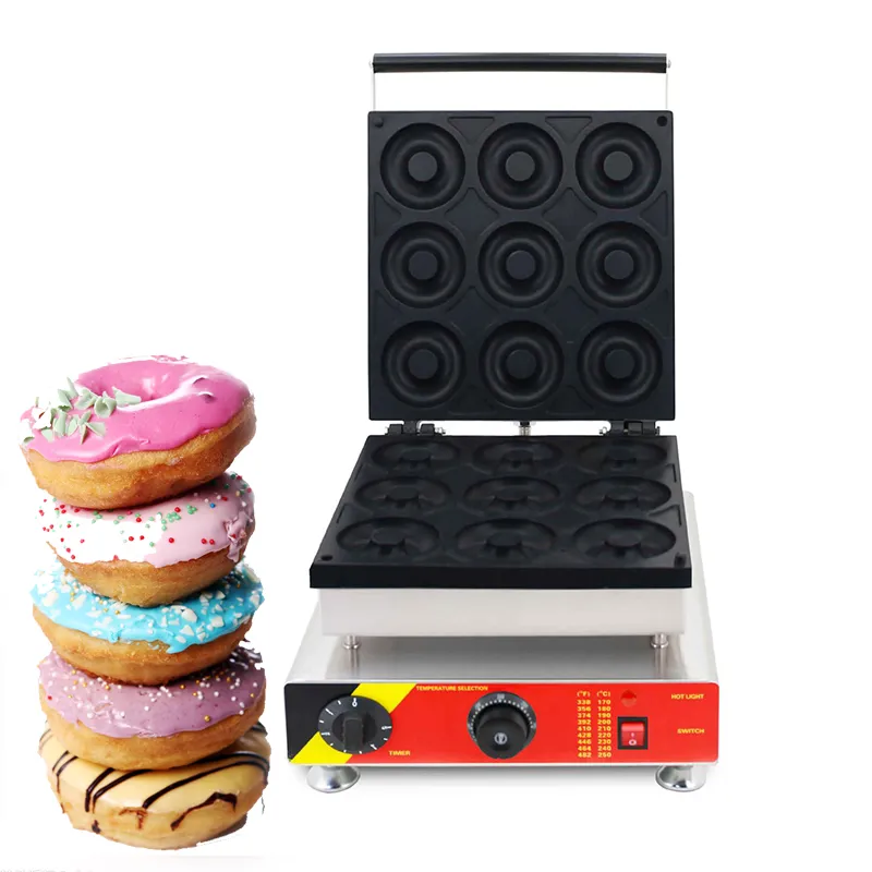 Kommersiell Donut Maker Electric Donut Making Machine Cookies Machine 9 Hål Dubbelsidig Non-stick Donut Maker