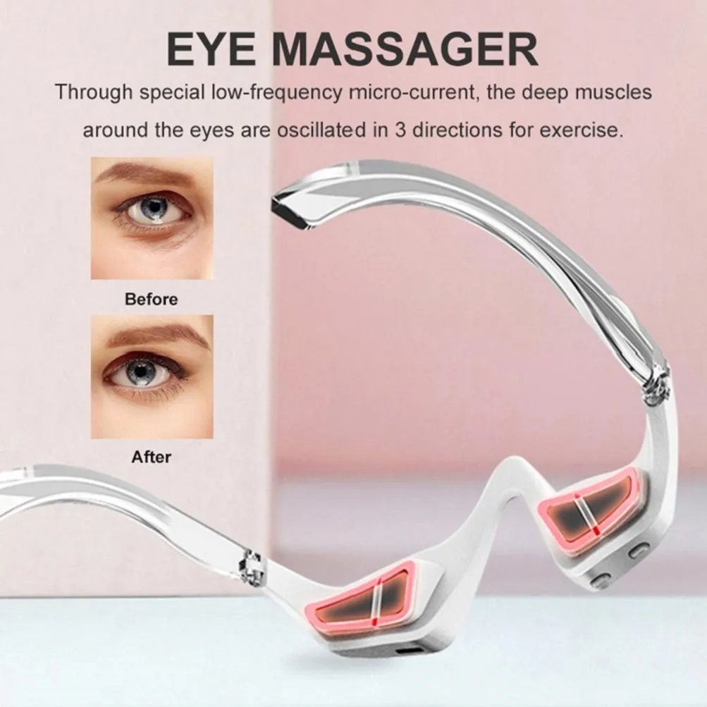 Masseur pour les yeux, soulagement de la Fatigue, Relaxation, soulage les cernes, Vibration EMS, thérapie à la lumière rouge, Anti-âge