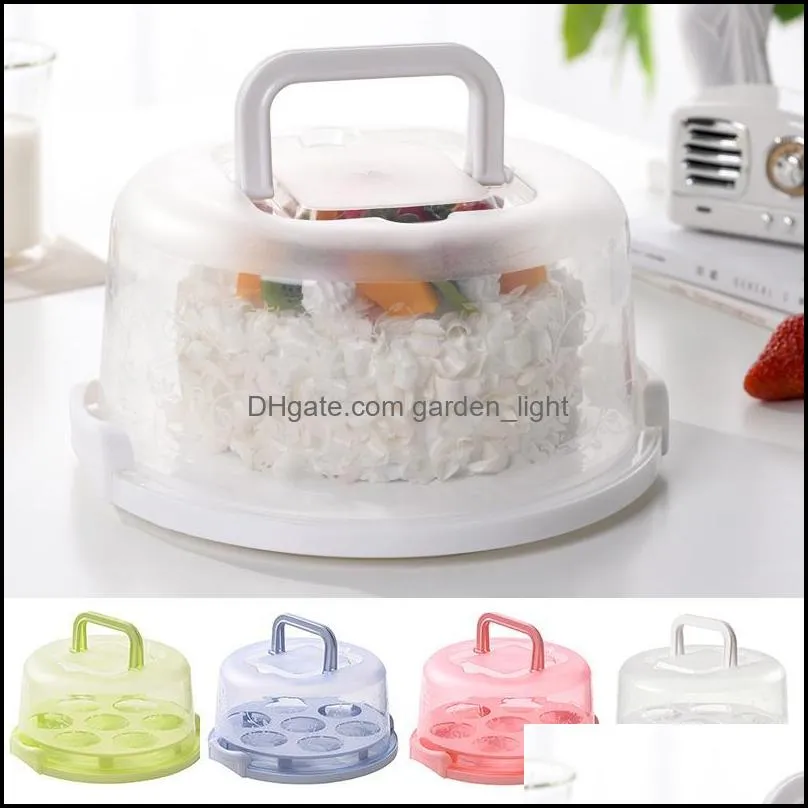 Gift Wrap Portable Cake Storage Box Round Birthday Kitchen Wedding Baking Container Xobw
