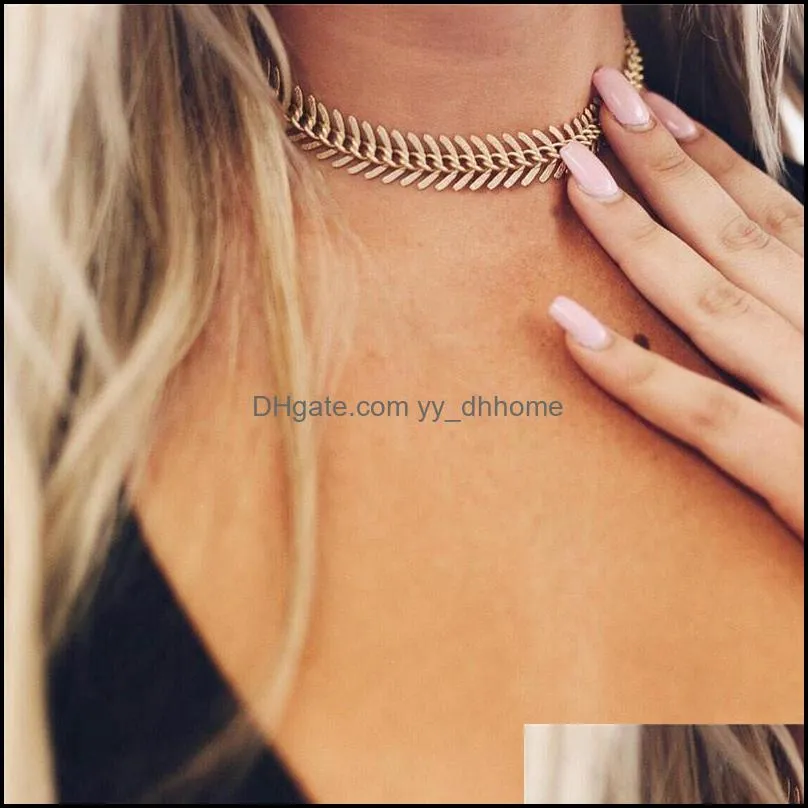 Chokers Pendentifs Jewelrychokers Trendy Fashion Fish Bone Tattoo Choker Collier Pour Femme Vintage Collier Court Chaînes Colliers Summer Bea