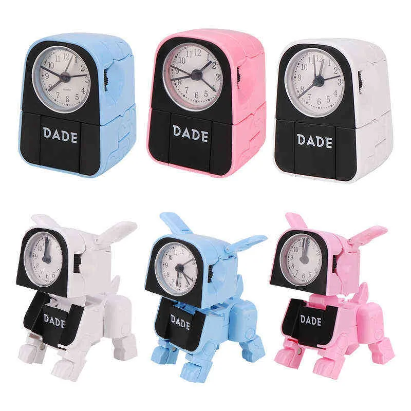 Öğrenci Hediye Sevimli Çocuk Çocuklar Mini Çalar Saat Karikatür Robot Köpek Masası Komik Geri Dönüşümlü Oyuncak Yatak Odası Uyandırma İğne 211112