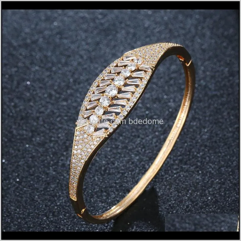 dazz deluxe plant leaf cubic cz zircon ring bracelet trendy african bangle bohemian bracelet women gold fashion jewelry set gift