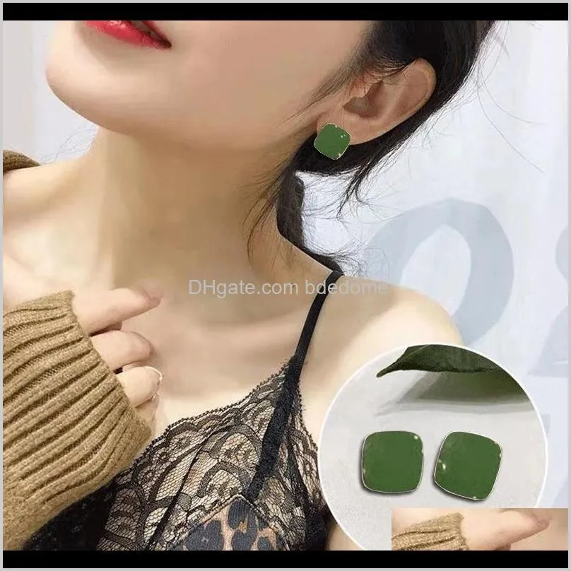 New Trendy Colorful Smooth Paint Geometric Candy square Earrings For Women Sweet kolczyki Korean Fashion Dangle Female Jewelry