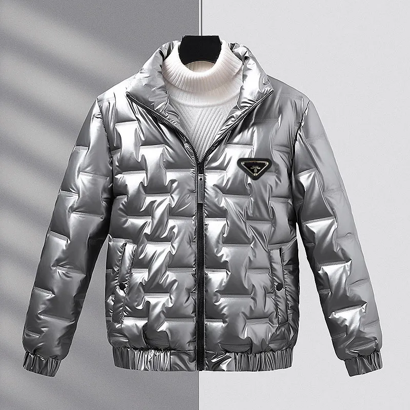 Down Men's Jacket Winter Parka Pocket 3D Metal Triangle Pattern Decoration Outerwear Letter High Quality Outdoor Clothing Vest