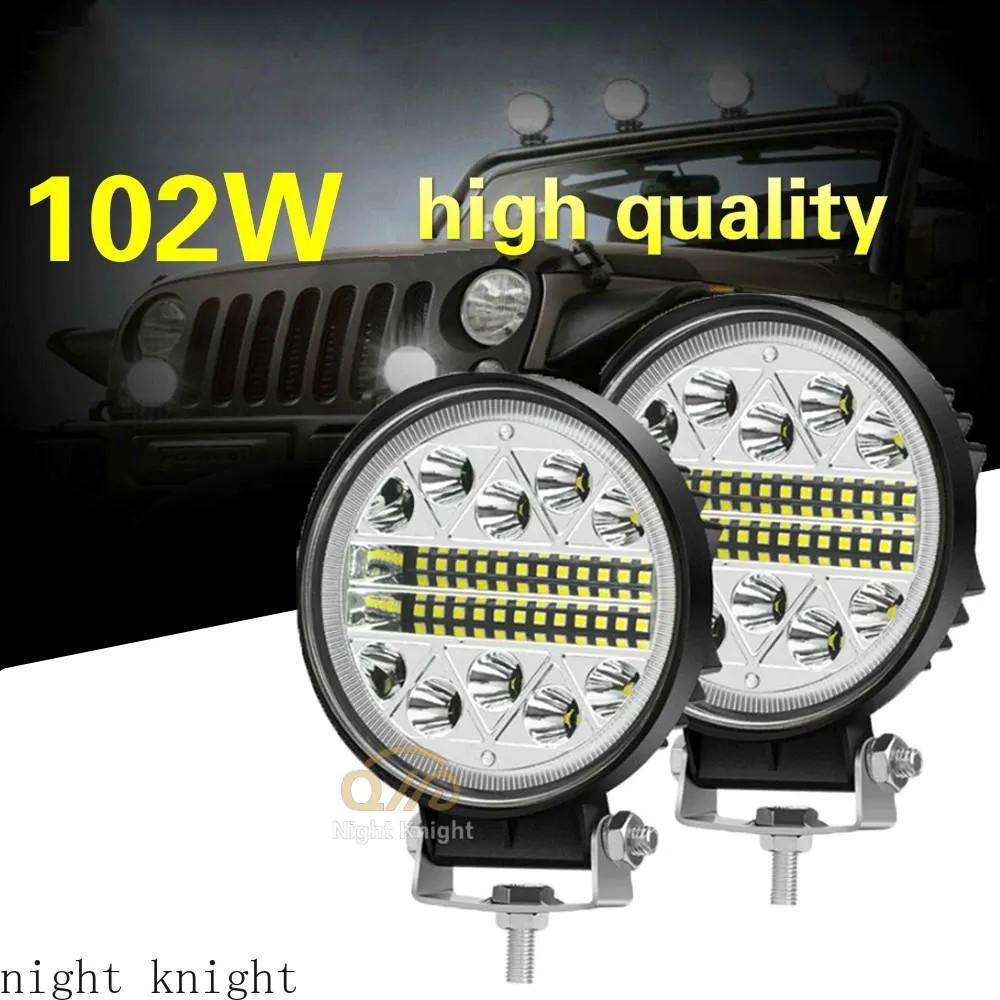 Högkvalitativ 34MSD 102W Arbetsljus DC 12V/24V spotlight Strålkastare Offroad Tillbehör Auto LED-lampa för Jeep Traktorer ATV SUV