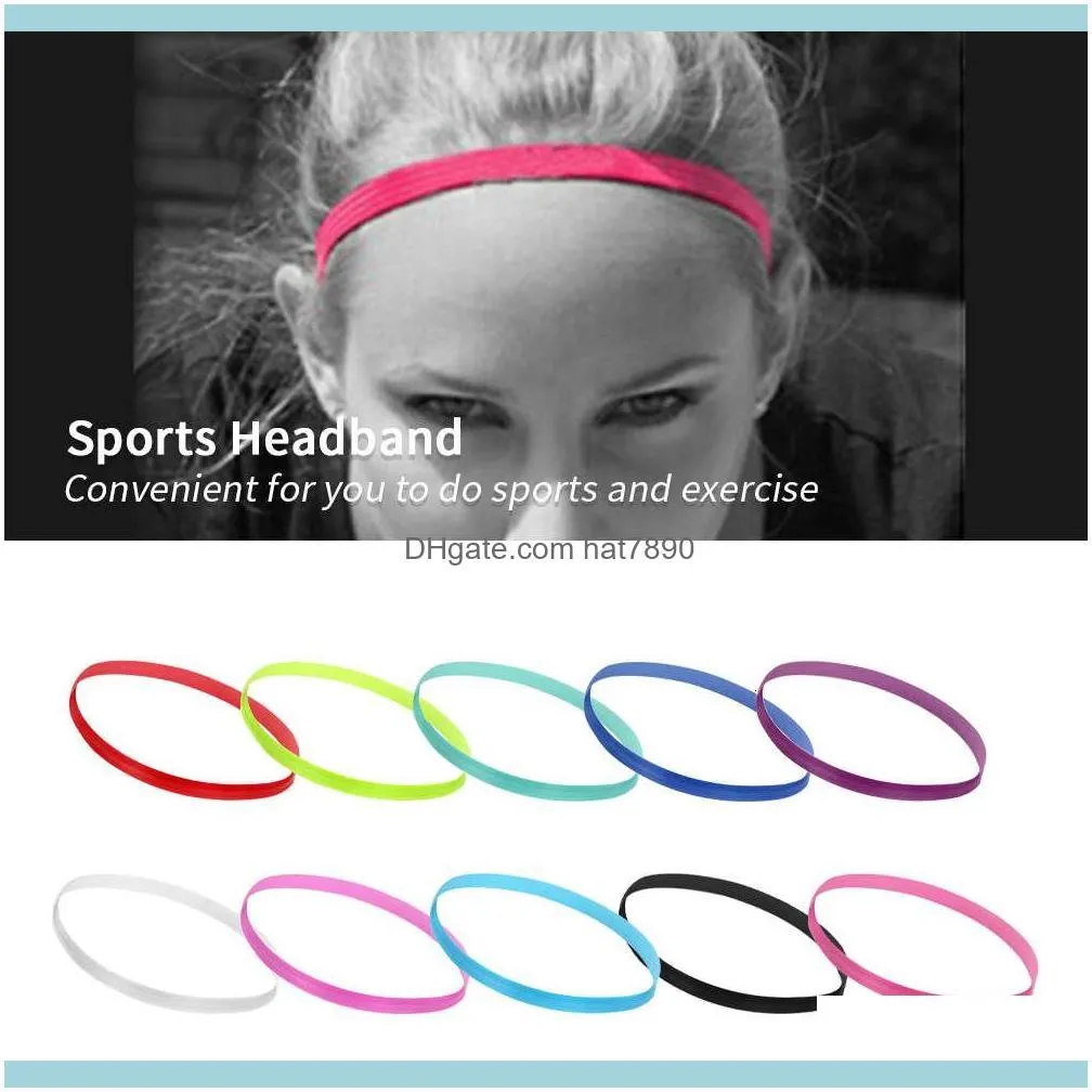 Women Men Yoga Hair Bands Sports Headband Girls Sport Anti-slip Elastic Rubber Sweatband Football Running Solid Color