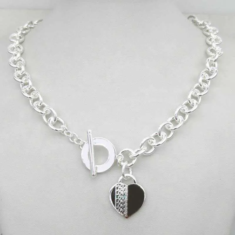 Design Women's silver TF Style Necklace Pendant Chain Necklace S925 Sterling Silver Key heart love egg brand Pendant Charm Ne279M