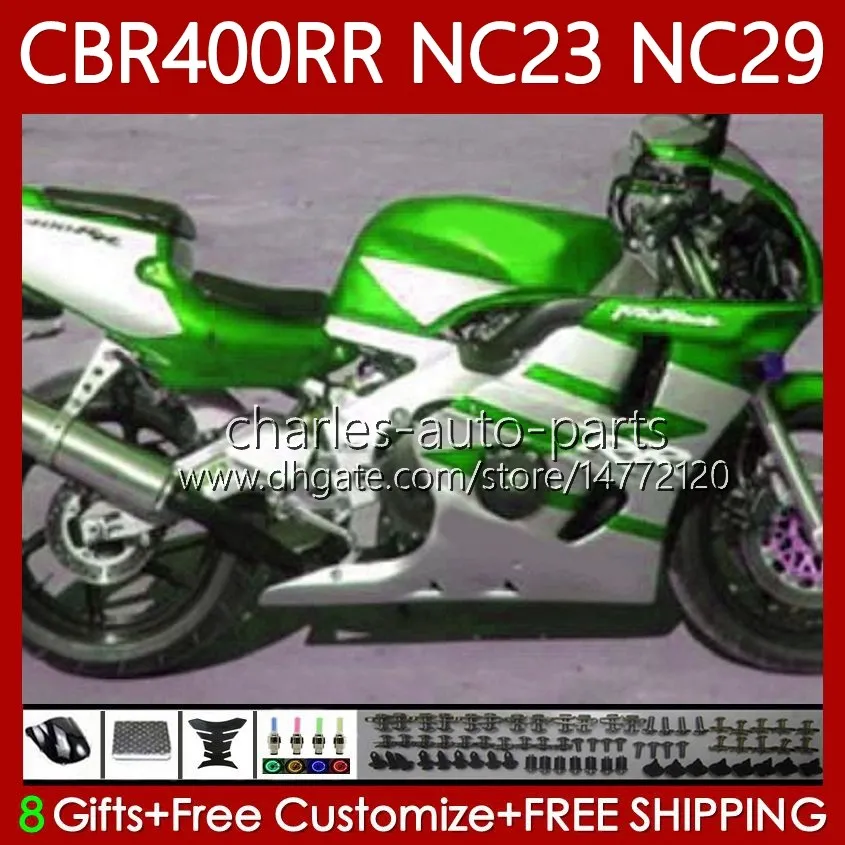 Carroçaria para Honda Feeding CBR400 RR CBR400RR NC23 88-99 65No.149 NC29 CBR 400 RR C CC 88 89 90 91 92 93 400cc CBR Verde Branco 400RR 1994 1995 1999 1999 OEM Bodys